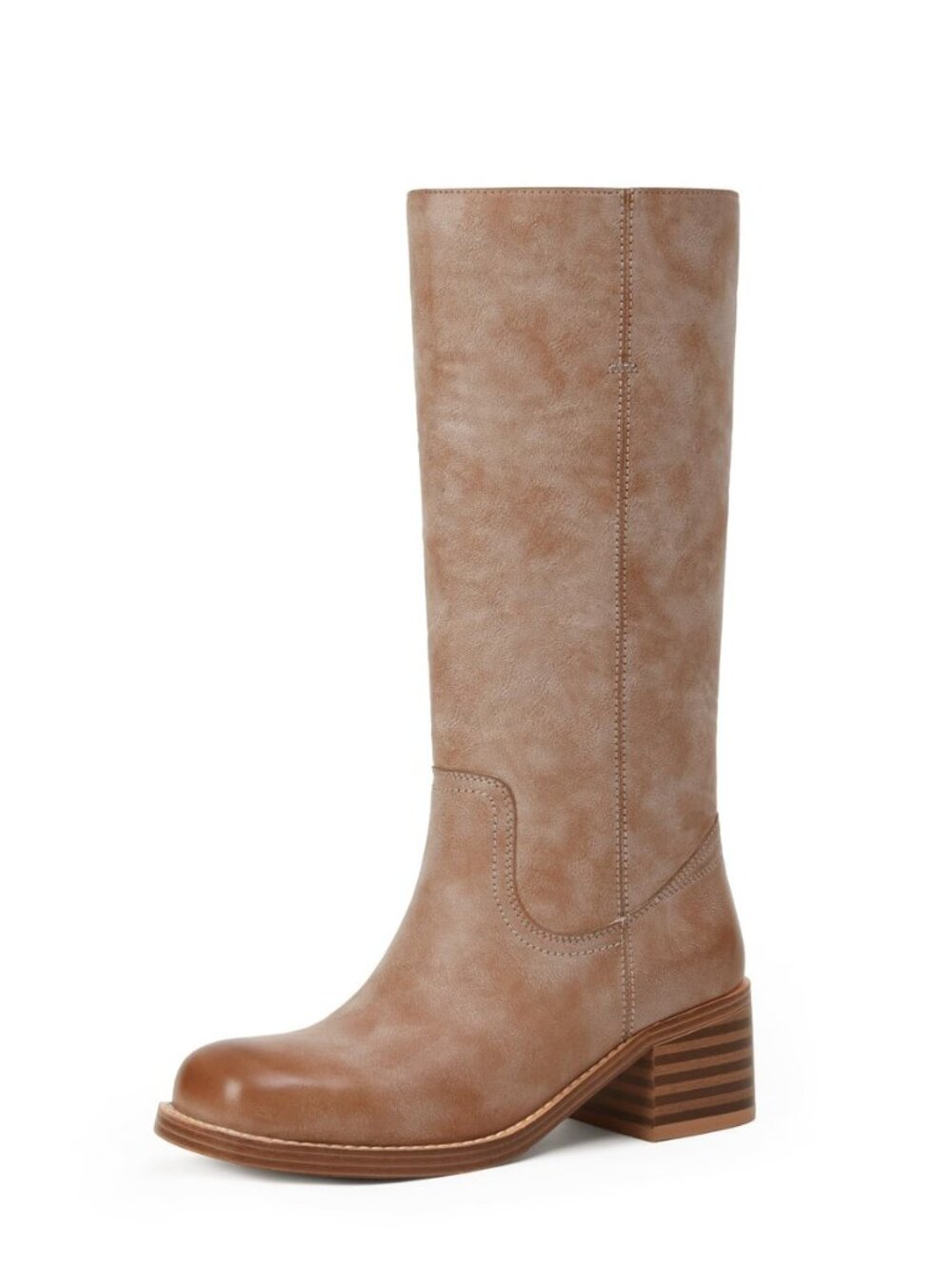Mid Calf Boots for Women Chunky Block Low Heel Square Toe Comfortable Casual